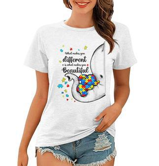 What Makes You Different Autism Child Elephant Mom Awareness Women T-shirt | Mazezy