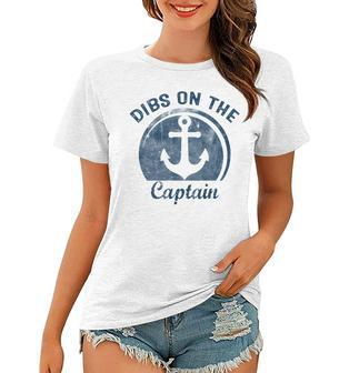 Womens Dibs On The Captain Funny Boating Captain Wife  Women T-shirt