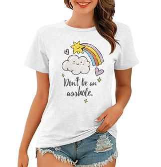 Womens Dont Be An Asshole Vintage Funny Rainbow & Star Psa Women T-shirt | Mazezy