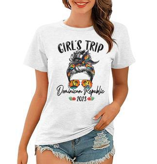Womens Girls Trip Dominican Republic 2023 Bun Hair Group Besties  Women T-shirt