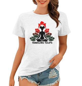 Womens Meditating With Tulips Women T-shirt | Mazezy CA