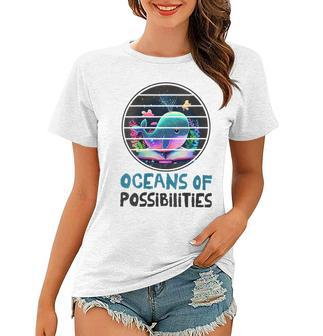 Womens Oceans Of Possibilities Summer Reading 2023 Retro Vintage Women T-shirt | Mazezy