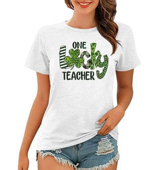Womens Shamrock One Lucky Teacher St Patricks Day School Women T-shirt - Seseable