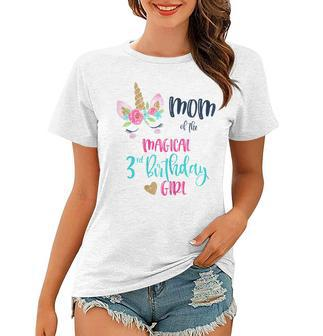 Womens Unicorn Mom Of The 3Rd Birthday Girl Shirt Matching Daughter Women T-shirt | Mazezy