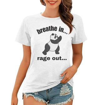 Yoga Breathe In Rage Out Funny Yoga Panda Workout Women T-shirt | Mazezy