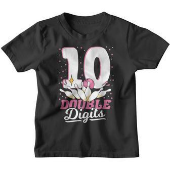 10 Double Digits - 10Th Birthday Girl Funny Kids Bowling Youth T-shirt - Thegiftio UK