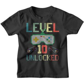 10 Year Old Gifts Level 10 Unlocked 10Th Birthday Boy Gaming Youth T-shirt - Seseable