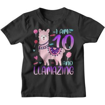 10 Years Old 10Th Birthday Llama Birthday Girl Gift V12 Youth T-shirt - Thegiftio UK