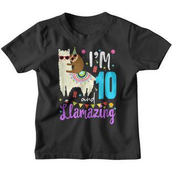 10 Years Old 10Th Birthday Llama Birthday Girl Gift V13 Youth T-shirt - Thegiftio UK