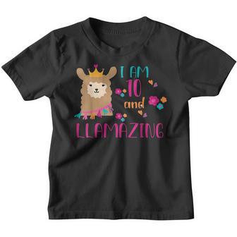 10 Years Old 10Th Birthday Llama Birthday Girl Gift V14 Youth T-shirt - Thegiftio UK