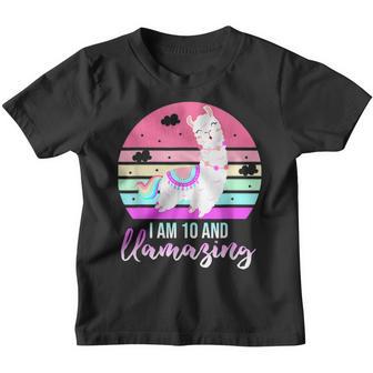 10 Years Old 10Th Birthday Llama Birthday Girl Gift V15 Youth T-shirt - Thegiftio UK