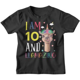 10 Years Old 10Th Birthday Llama Birthday Girl Gift V18 Youth T-shirt - Thegiftio UK
