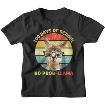 100 Day Of School No Probllama Llama Alpaca Math Nerd Youth T-shirt - Seseable