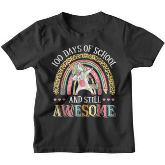 100 Days And Still Awesome 100Th Day Of School Girls Unicorn V2 Youth T-shirt - Thegiftio UK