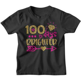 100 Days Brighter Girls Student 100 Day Of School Youth T-shirt - Thegiftio UK