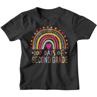 100 Days Of 2Nd Grade Leopard Rainbow 100Th Day Of School Youth T-shirt - Thegiftio UK