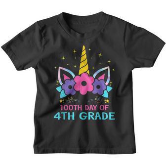 100 Days Of 4Th Grade Unicorn Girl Costume Gift Kids Youth T-shirt - Thegiftio UK