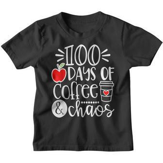 100 Days Of Coffee Chaos Teacher Happy 100 Days Of School V2 Youth T-shirt - Thegiftio
