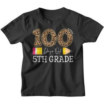 100 Days Of Fifth Grade Leopard Happy 100Th Day Of School Youth T-shirt - Thegiftio UK