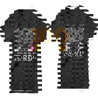 100 Days Of Fifth Grade Leopard Happy 100Th Day Of School Youth T-shirt - Thegiftio
