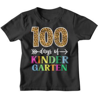 100 Days Of Kindergarten School Teacher Leopard 100Th Day Youth T-shirt - Thegiftio UK