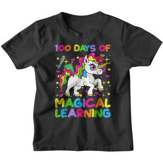 100 Days Of Magical Learning 100Th Day Of School Unicorn Kid Youth T-shirt - Thegiftio UK