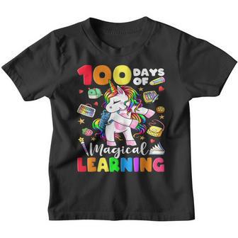 100 Days Of Magical Learning School Flossing Unicorn Girls Youth T-shirt - Thegiftio UK