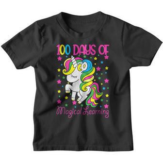 100 Days Of Magical Learning School Funny Unicorn Girl Kids Youth T-shirt - Thegiftio UK