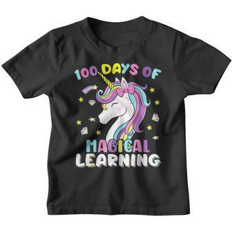 100 Days Of Magical Learning Unicorn 100Th Day School Girls Youth T-shirt - Thegiftio UK