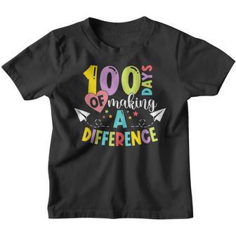 100 Days Of Making A Difference Happy 100Th Day Of School Youth T-shirt - Thegiftio UK