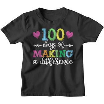 100 Days Of Making A Difference Kids Teacher School Youth T-shirt - Thegiftio UK