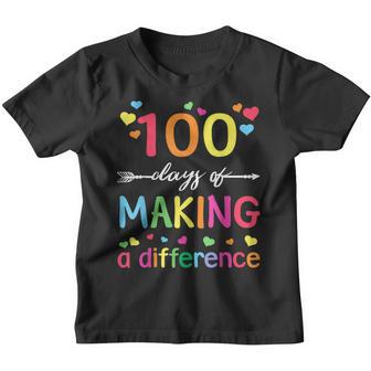100 Days Of Making Difference 100Th Day Of School Teacher Youth T-shirt - Thegiftio UK