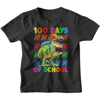 100 Days Of School 100Th Day Dino Pencil Youth T-shirt - Thegiftio UK