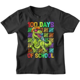 100 Days Of School 100Th Day Dinosaur T Rex Boys Kids Youth T-shirt - Thegiftio UK
