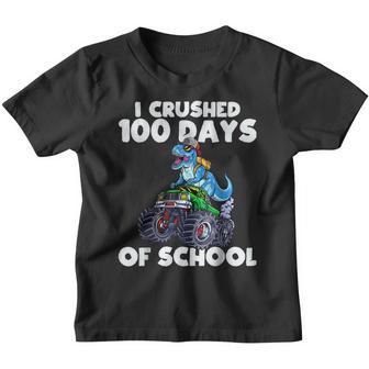 100 Days Of School 100Th Day Of School Dino Monster Truck Youth T-shirt - Thegiftio UK
