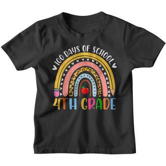 100 Days Of School 14Th Grade Cute Rainbow Lover 100Th Day Youth T-shirt - Thegiftio UK