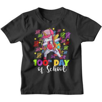 100 Days Of School Dabbing Unicorn Gift Kids Girls 100Th Day Youth T-shirt - Thegiftio UK