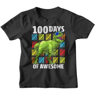 100 Days Of School Dinosaur T-Rex Dino Kids Boys 100Th Day Youth T-shirt - Thegiftio UK