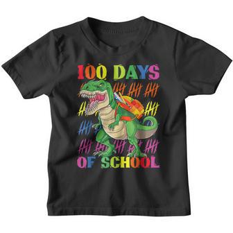 100 Days Of School Dinosaur T-Rex Dino Kids Boys 100Th Day Youth T-shirt - Thegiftio UK