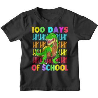 100 Days Of School Dinosaur T-Rex Dino Kids Boys 100Th Day Youth T-shirt - Thegiftio UK