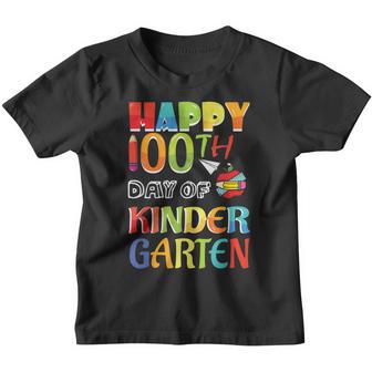 100 Days Of School Happy 100Th Day Of Kindergarten Youth T-shirt - Thegiftio UK