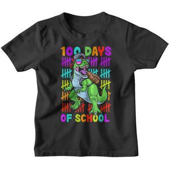 100 Days Of School Happy 100Th Day Of School Dinosaur Boys Youth T-shirt - Thegiftio UK