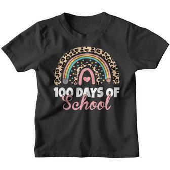 100 Days Of School Happy 100Th Day Of School Leopard Youth T-shirt - Thegiftio UK