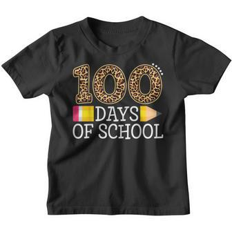 100 Days Of School Leopard Happy 100Th Day Of School Youth T-shirt - Thegiftio UK