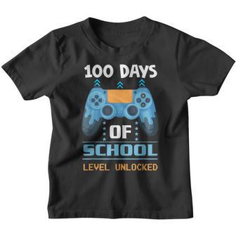100 Days Of School Level Unlocked Gamer Student And Teacher Youth T-shirt - Thegiftio UK
