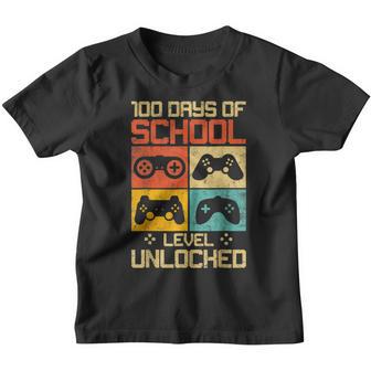 100 Days Of School Level Unlocked Gamer Video Games Boys Kid Youth T-shirt - Thegiftio UK