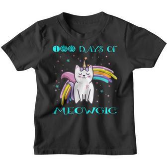 100 Days Of School Meowgic Unicorn Cat For Teachers Girls Youth T-shirt - Thegiftio UK