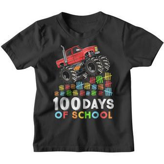 100 Days Of School Monster Truck 100Th Day Of School Boys V2 Youth T-shirt - Thegiftio UK
