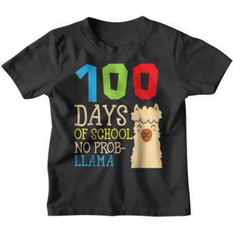 100 Days Of School No Prob LlamaCute Alpaca Student Teacher Youth T-shirt - Thegiftio UK