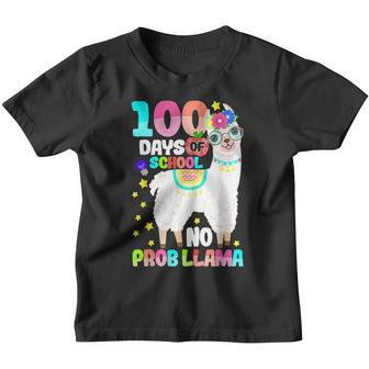100 Days Of School  No Probllama Llama 100 Days Smarter  V2 Youth T-shirt